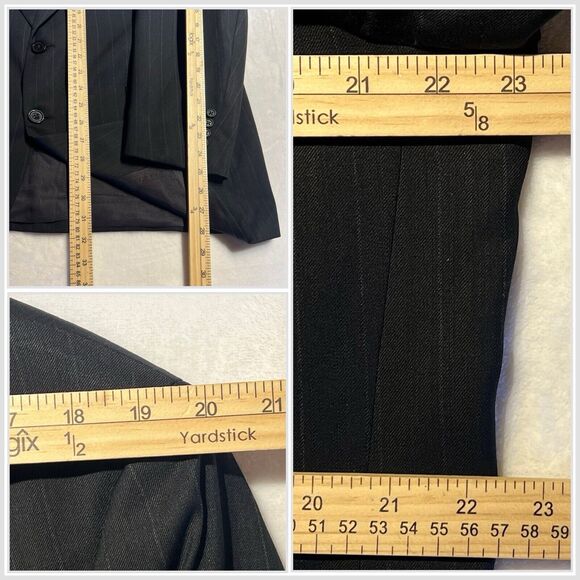 Vintage Burberry 44R Black Gray Pinstripe Blazer Sport Coat Jacket - Picture 10 of 14